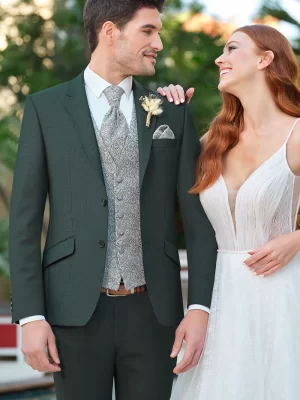 Costum de mire verde pădure extra slim fit Manzetti
