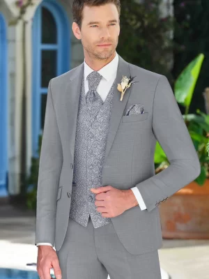 Costum de mire gri extra slim fit Manzetti