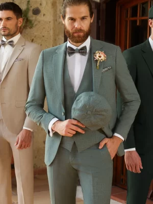 Costum de mireasă verde extra slim fit Manzetti