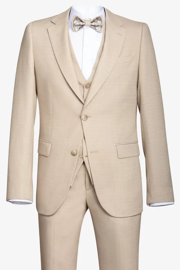 Manzetti extra slim fit costum de mire bej - imagine 3