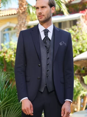 Costum de mire extra slim fit albastru Manzetti