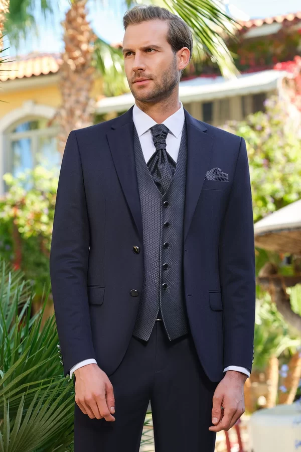 Costum de mire extra slim fit albastru Manzetti