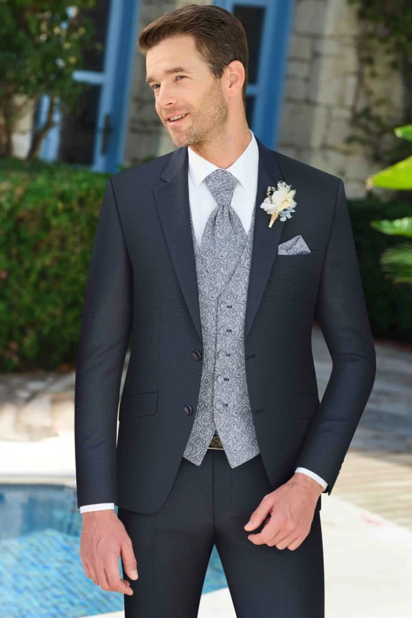Manzetti extra slim fit sötétkék esküvői öltöny