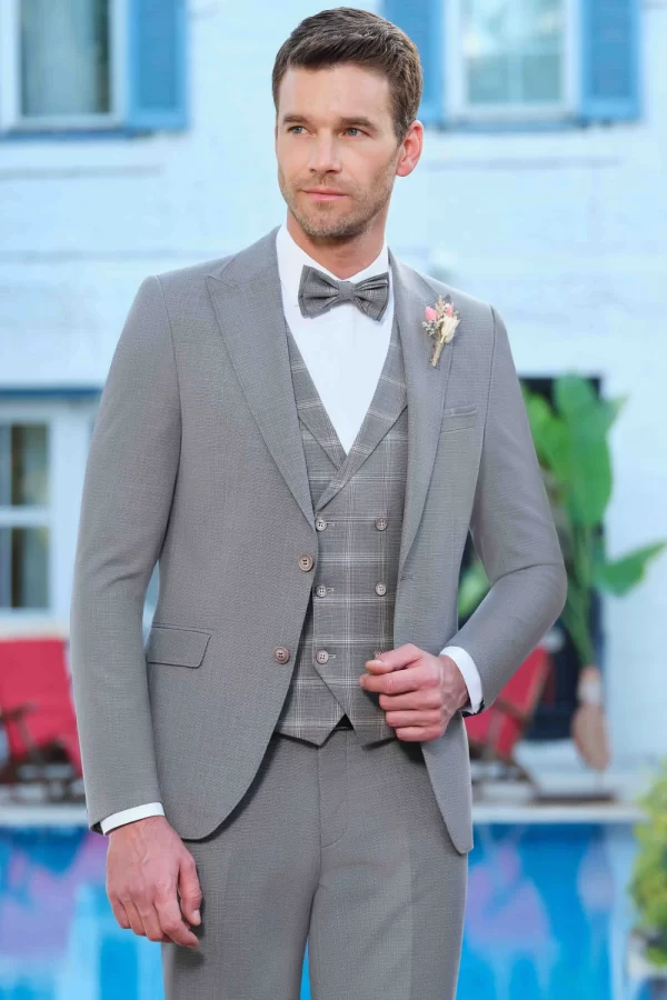 Costum de mire gri extra slim fit Manzetti
