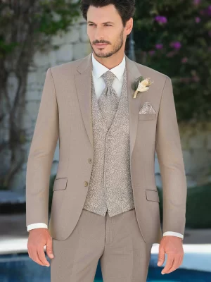 Costum de mire extra slim fit migdală maro Manzetti