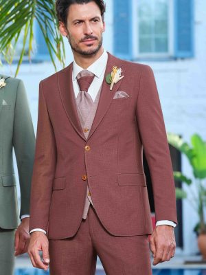 Costum de mire slim fit roșu cărămidă Manzetti