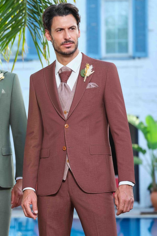 Costum de mire slim fit roșu cărămidă Manzetti