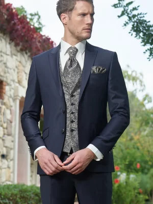 Costum de mire albastru marin extra slim fit Manzetti