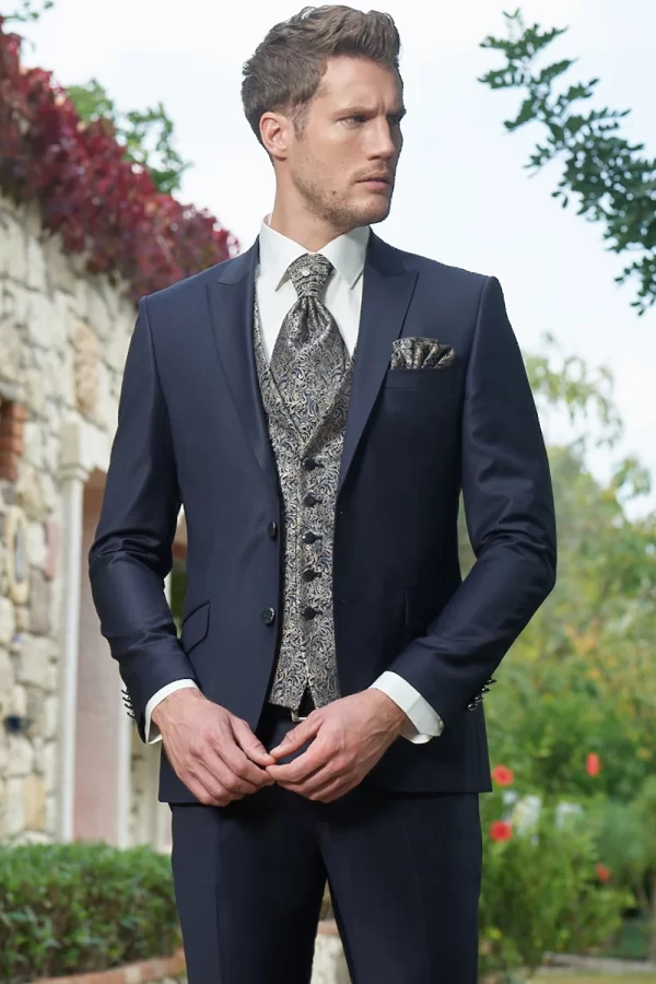 Costum de mire albastru marin extra slim fit Manzetti