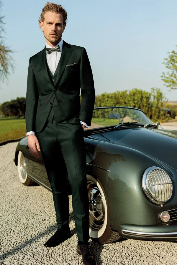 Costum de mire slim fit verde măsliniu WILVORST