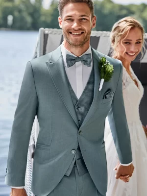 WILVORST slim fit türkizzöld esküvői öltöny