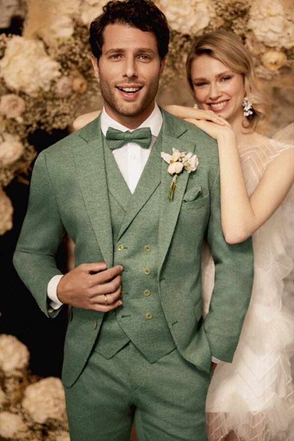 WILVORST slim fit costum de mireasă verde