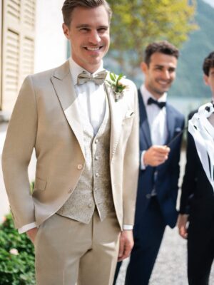 WILVORST slim fit bézs esküvői öltöny