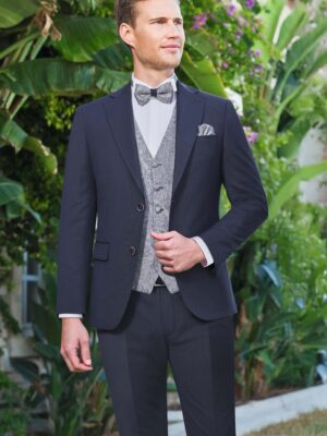 Manzetti slim fit costum de mireasă albastru marin