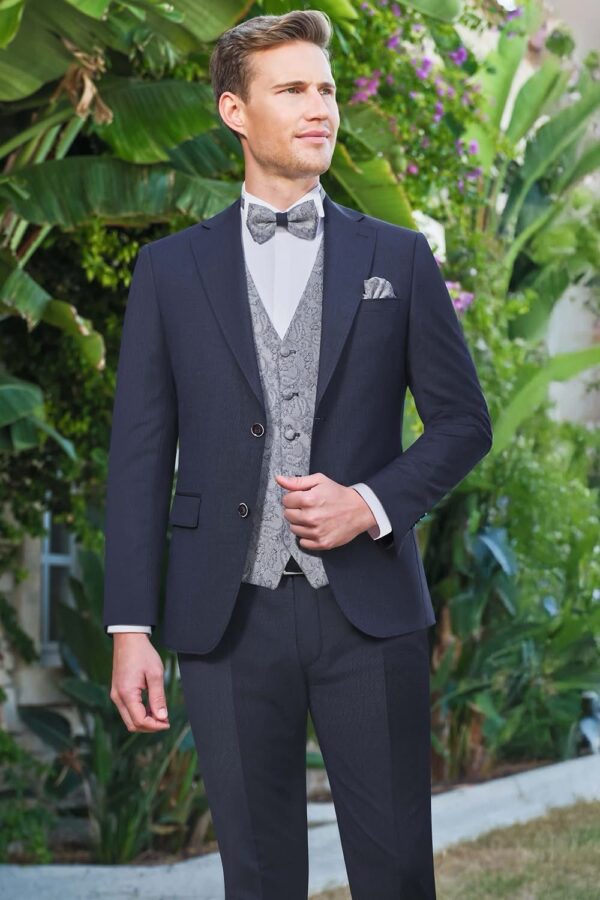 Manzetti slim fit costum de mireasă albastru marin